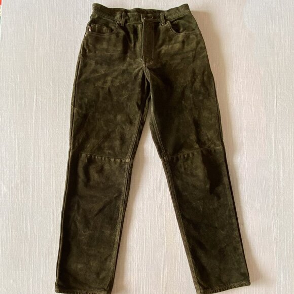 Vintage 2000s Suede Leather Pants - Size M - Wash & Wear Washable Suede - Picture 3 of 8